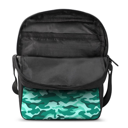 Teal Camouflage Print Rectangular Crossbody Bag