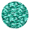 Teal Camouflage Print Round Blanket