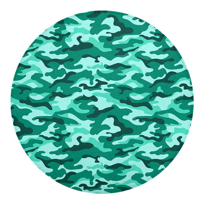 Teal Camouflage Print Round Blanket