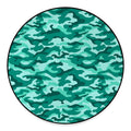 Teal Camouflage Print Round Floor Mat