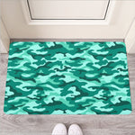 Teal Camouflage Print Rubber Doormat