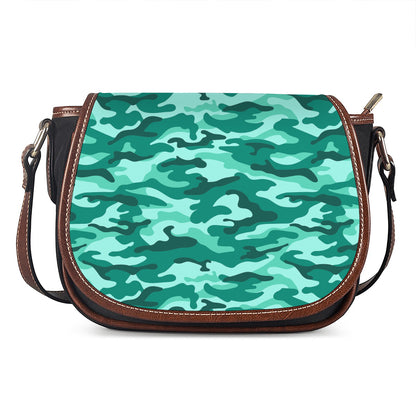Teal Camouflage Print Saddle Bag