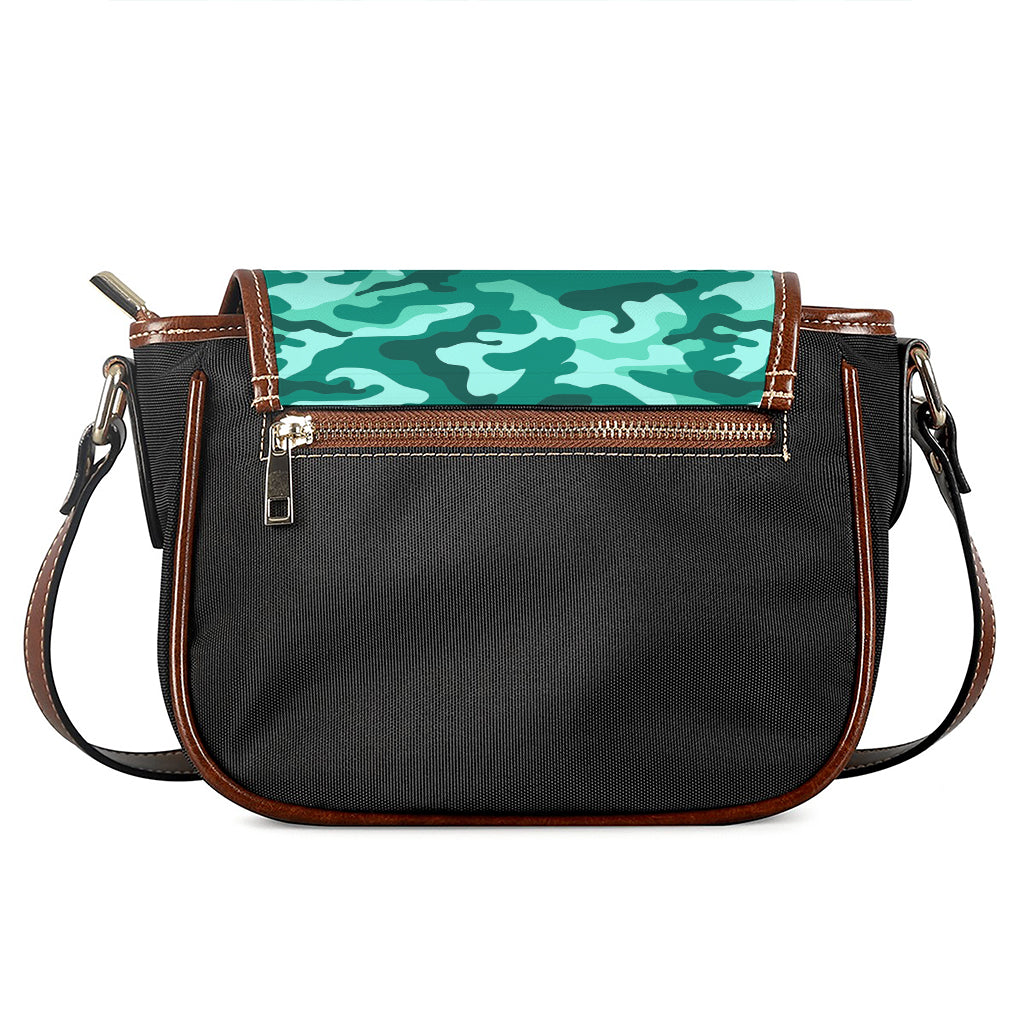 Teal Camouflage Print Saddle Bag