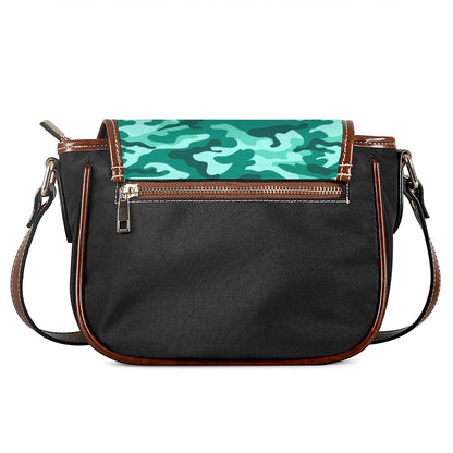 Teal Camouflage Print Saddle Bag