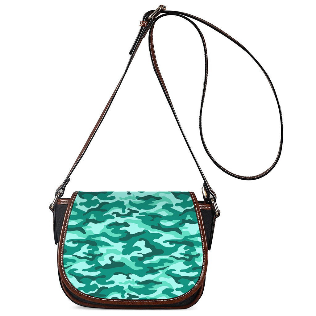 Teal Camouflage Print Saddle Bag