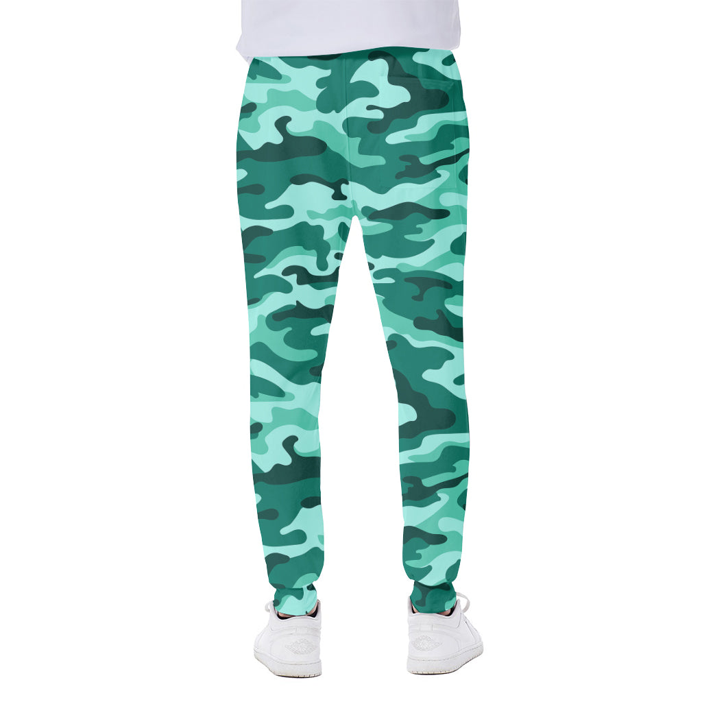 Teal Camouflage Print Scuba Joggers