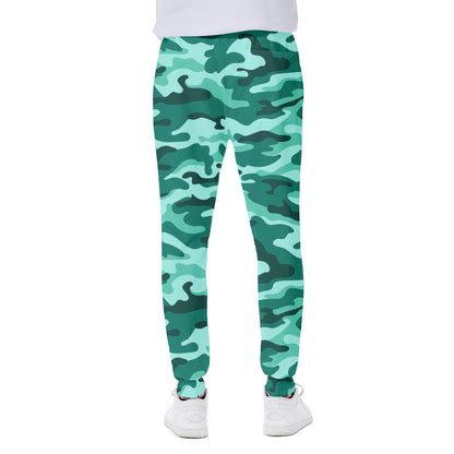 Teal Camouflage Print Scuba Joggers