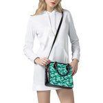 Teal Camouflage Print Shoulder Handbag