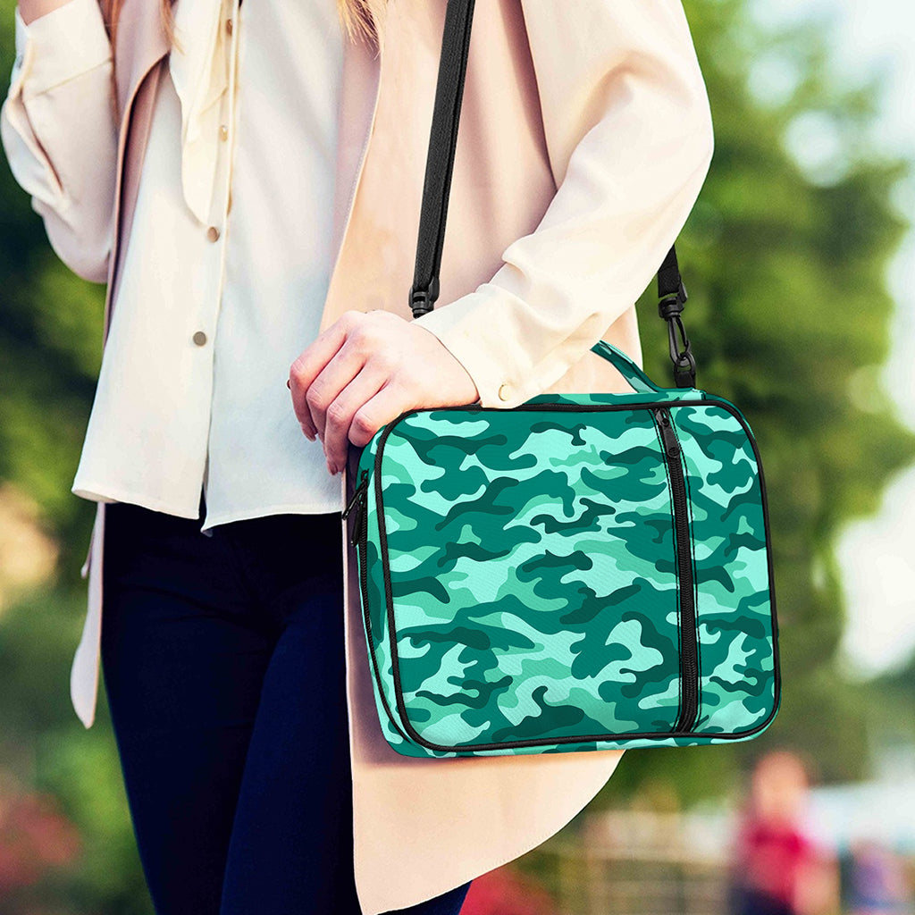 Teal Camouflage Print Shoulder Strap Bible Bag