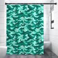 Teal Camouflage Print Shower Curtain