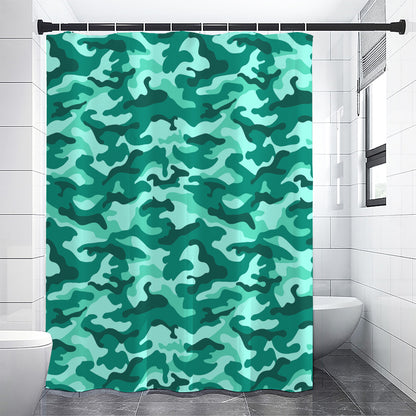 Teal Camouflage Print Shower Curtain