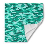 Teal Camouflage Print Silk Bandana