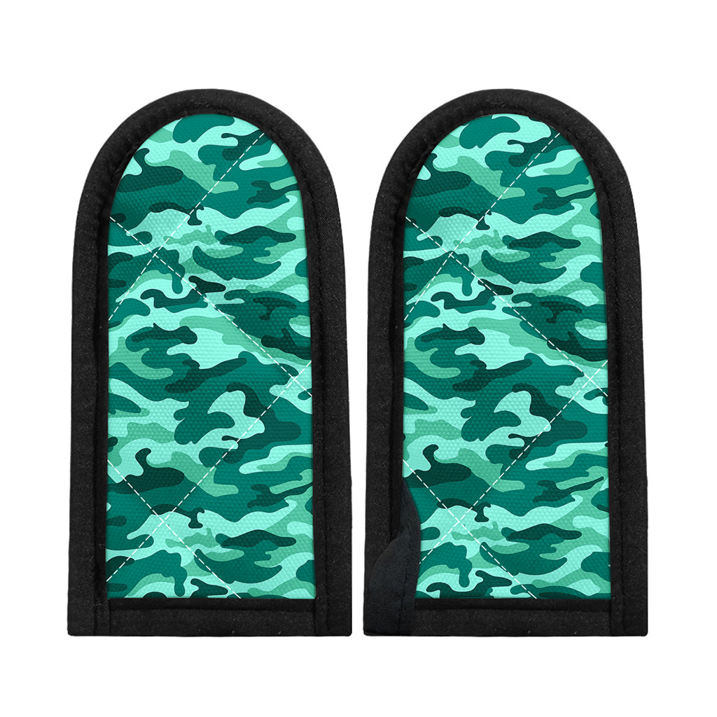 Teal Camouflage Print Skillet Handle Cover