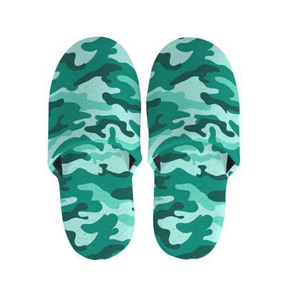 Teal Camouflage Print Slippers