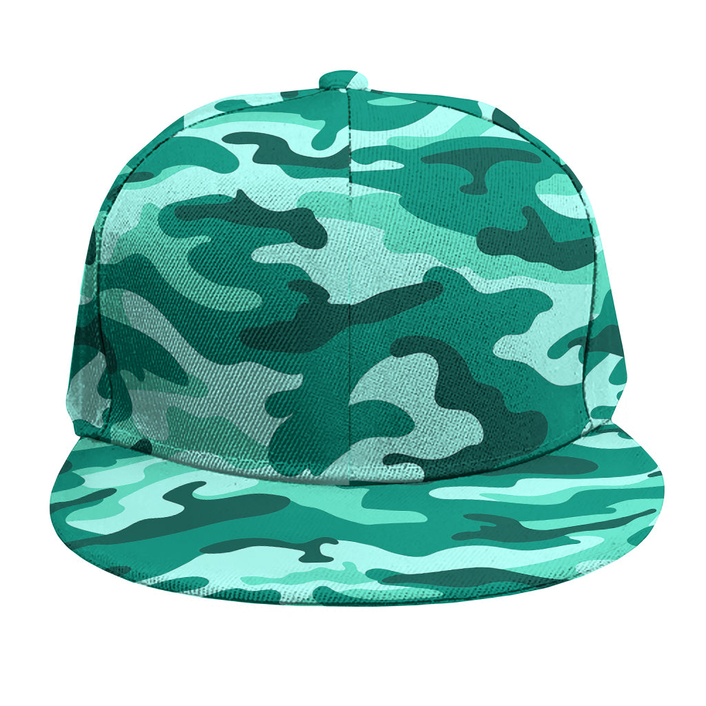 Teal Camouflage Print Snapback Cap