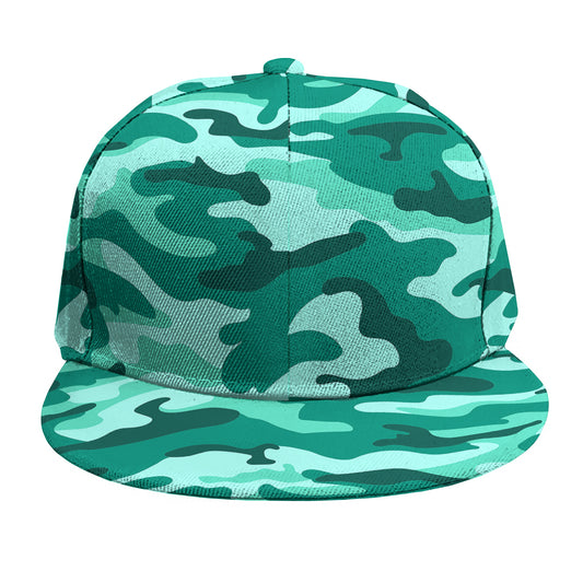 Teal Camouflage Print Snapback Cap