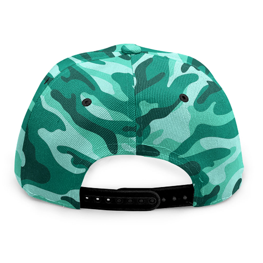 Teal Camouflage Print Snapback Cap