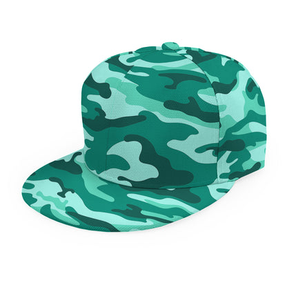 Teal Camouflage Print Snapback Cap