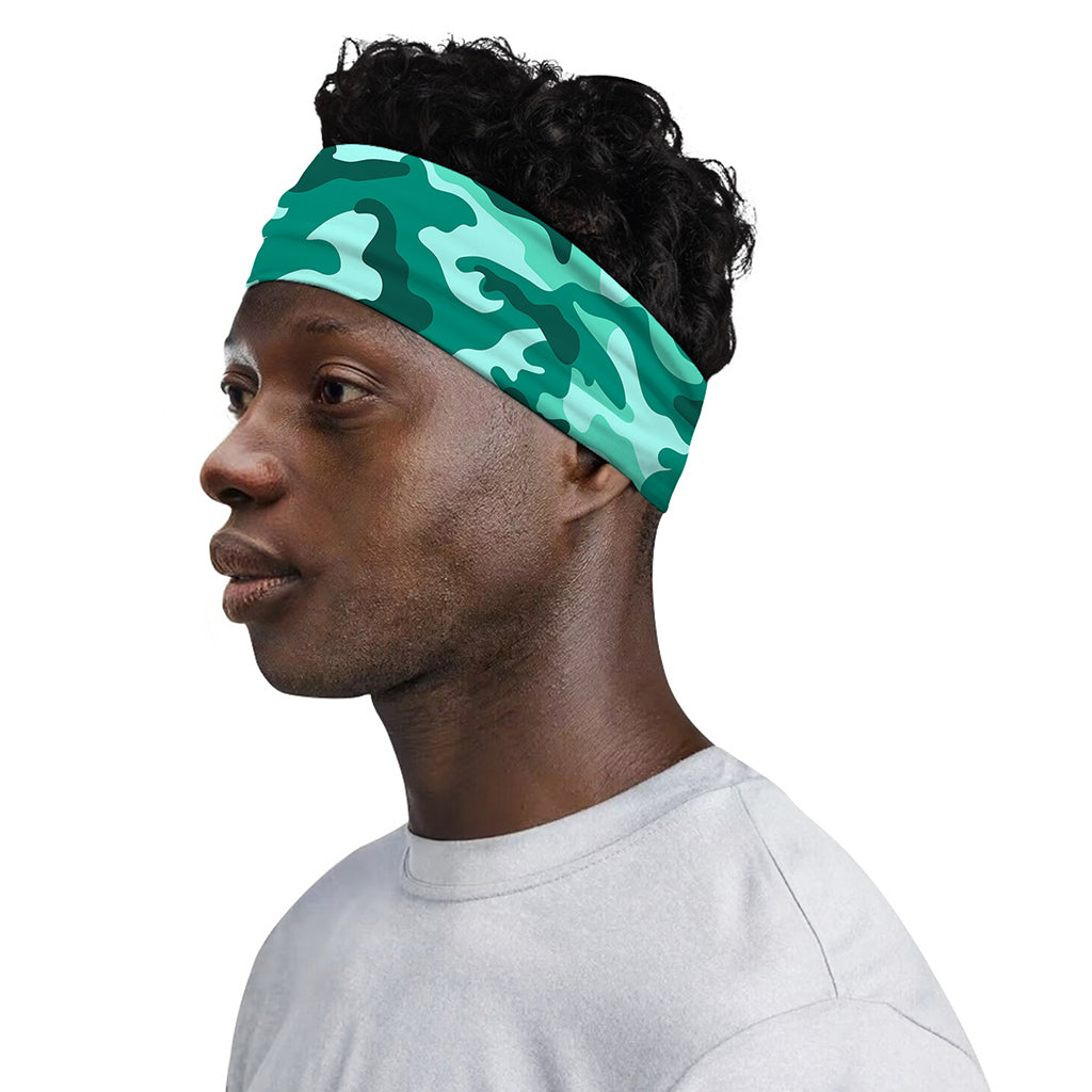 Teal Camouflage Print Sports Headband