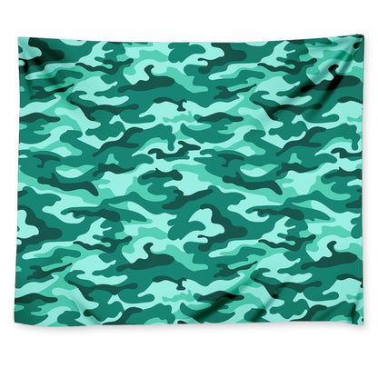 Teal Camouflage Print Tapestry