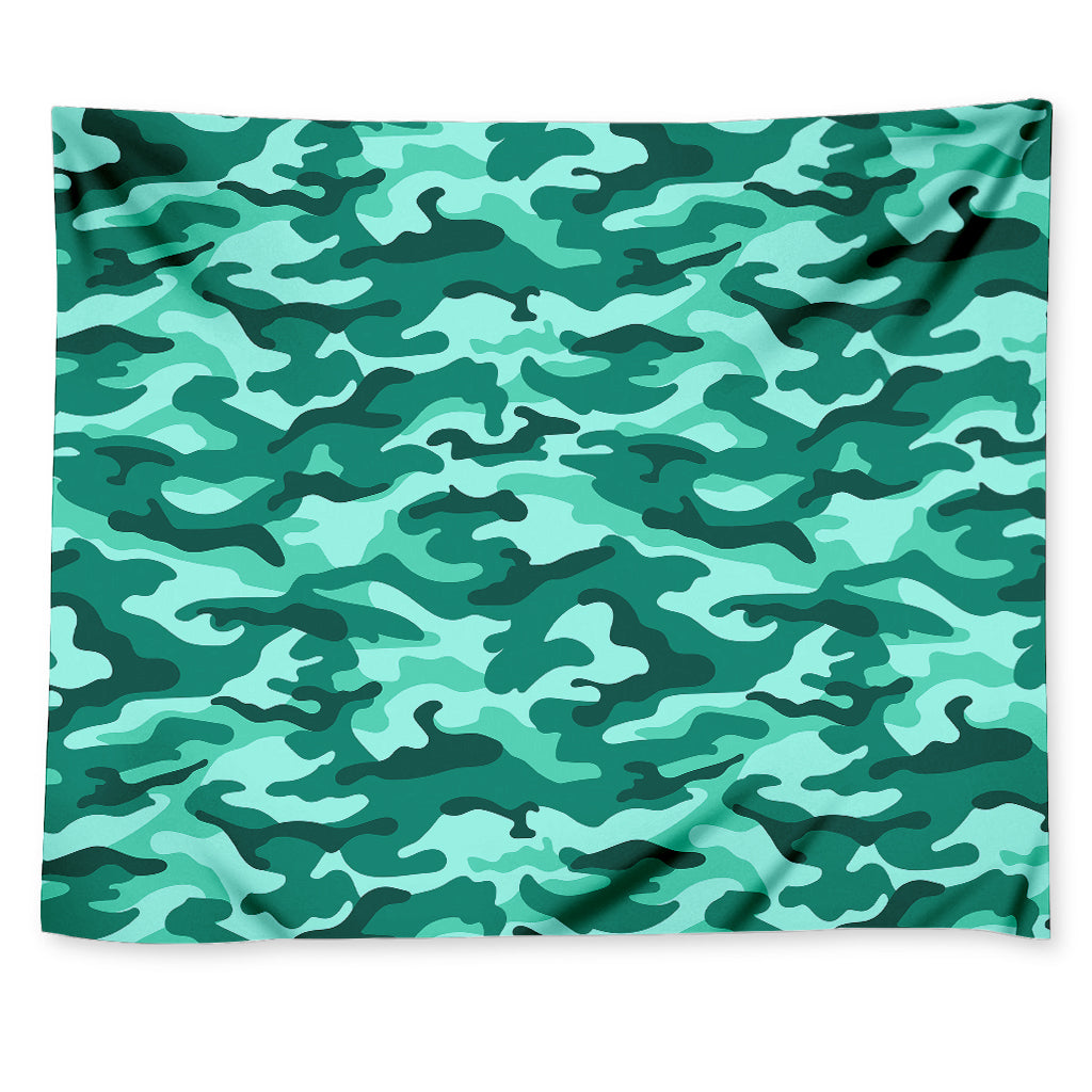 Teal Camouflage Print Tapestry