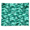 Teal Camouflage Print Tapestry