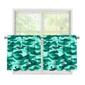 Teal Camouflage Print Tier Curtains