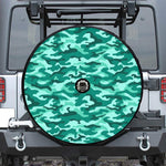 Teal Camouflage Print Tire Cover With Camera Hole
