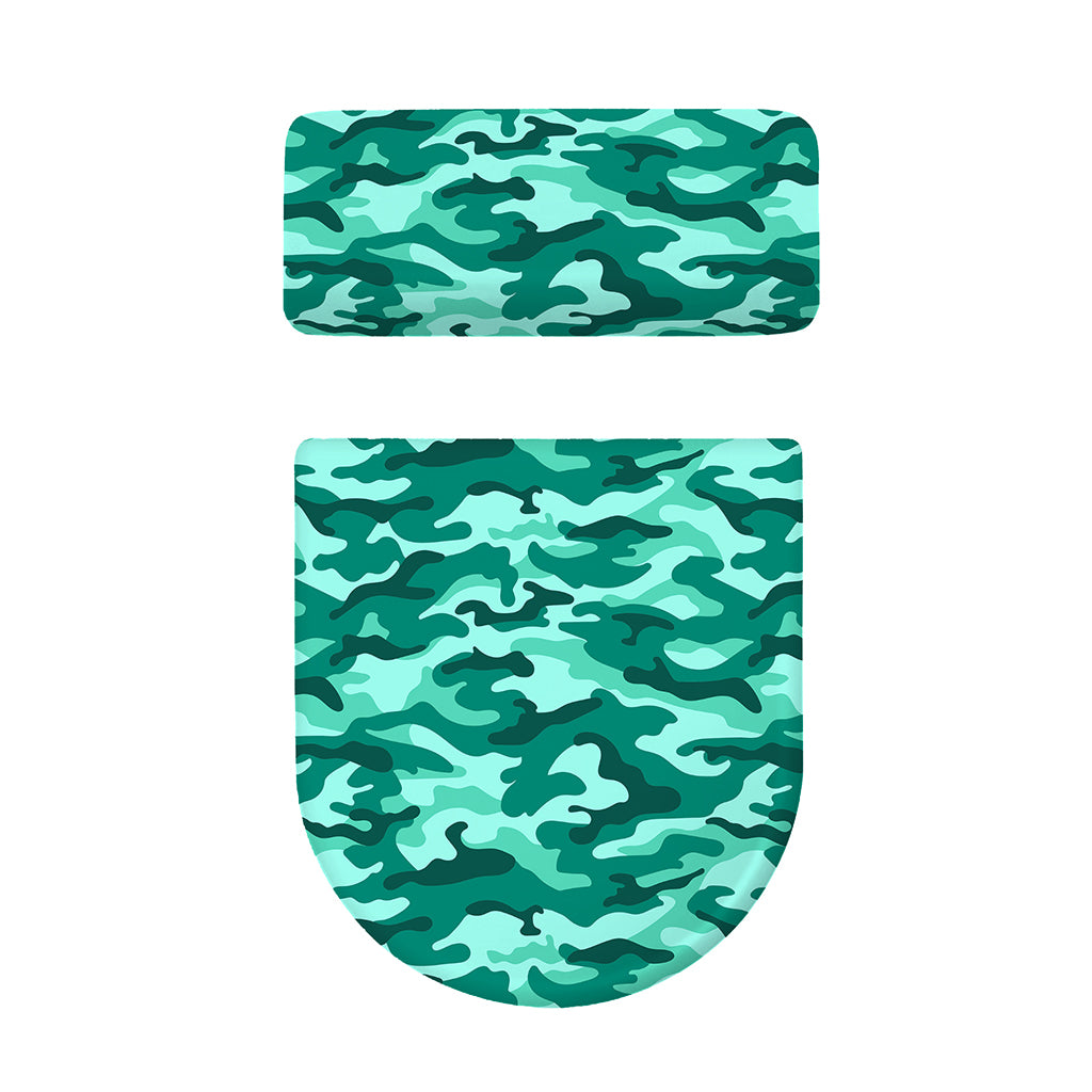 Teal Camouflage Print Toilet Lid And Tank Cover Set