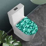Teal Camouflage Print Toilet Lid Cover