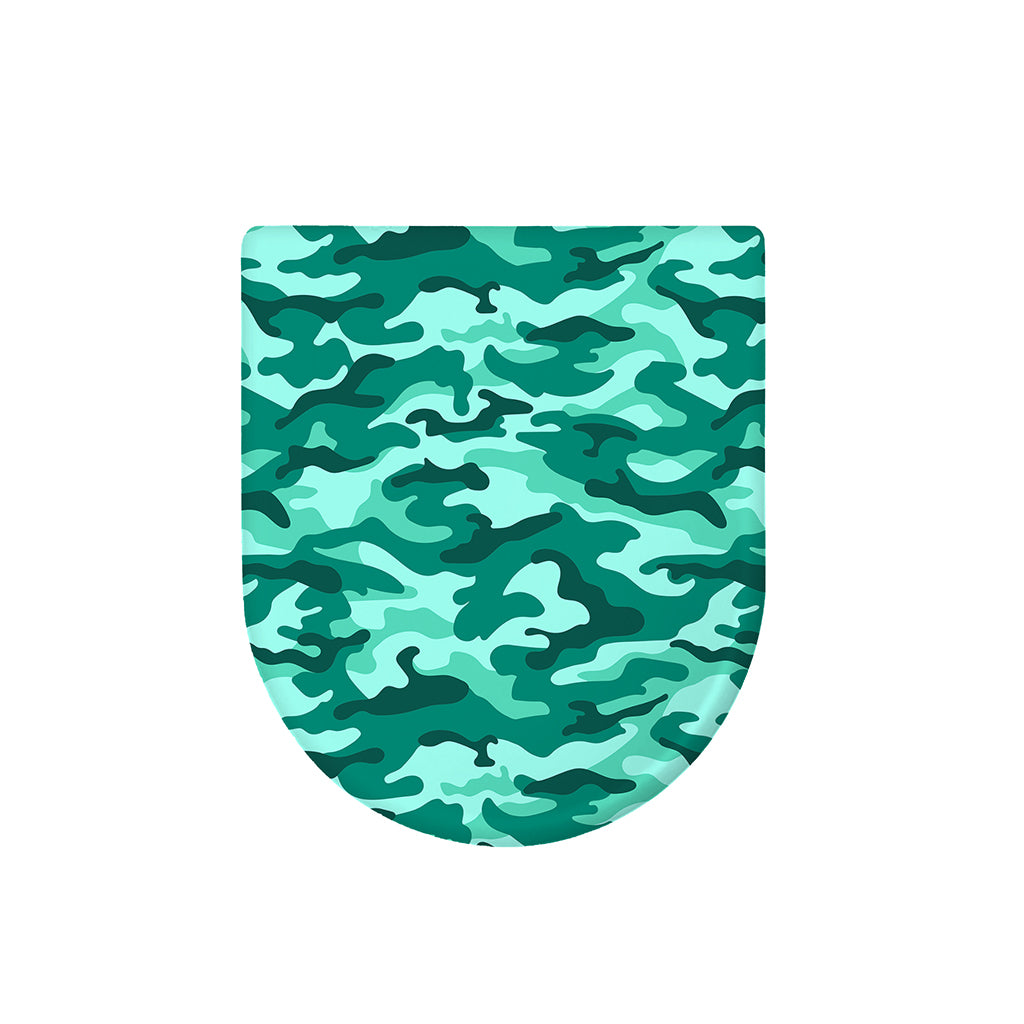Teal Camouflage Print Toilet Lid Cover
