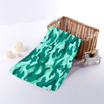 Teal Camouflage Print Towel