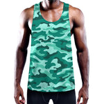 Teal Camouflage Print Training Tank Top