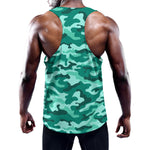 Teal Camouflage Print Training Tank Top