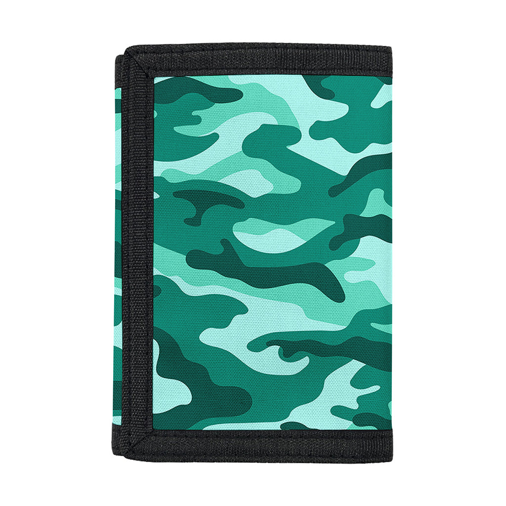Teal Camouflage Print Trifold Wallet