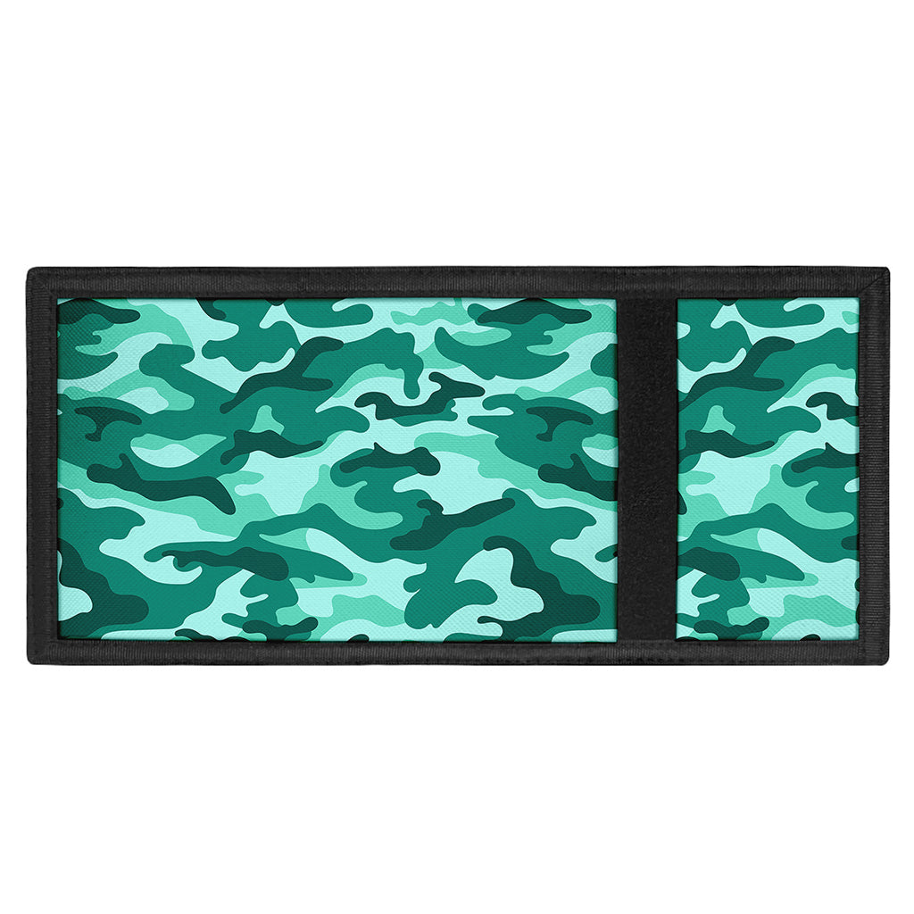 Teal Camouflage Print Trifold Wallet
