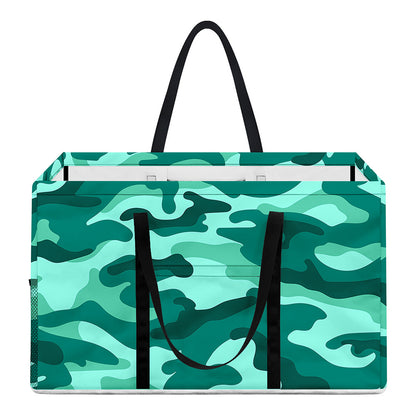 Teal Camouflage Print Utility Tote Bag
