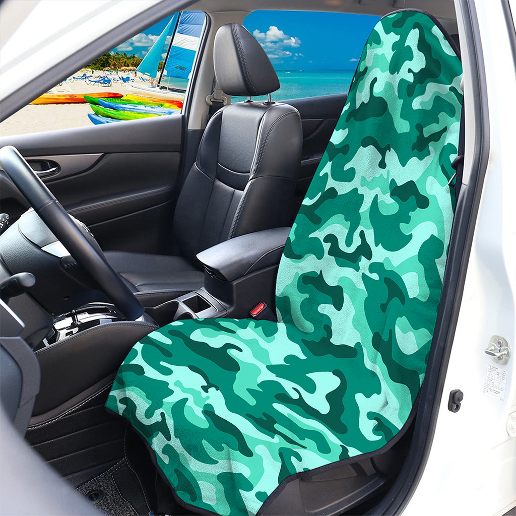 Teal Camouflage Print Waterproof Car Seat Cover