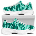 Teal Camouflage Print White Chunky Shoes