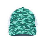 Teal Camouflage Print White Mesh Trucker Cap