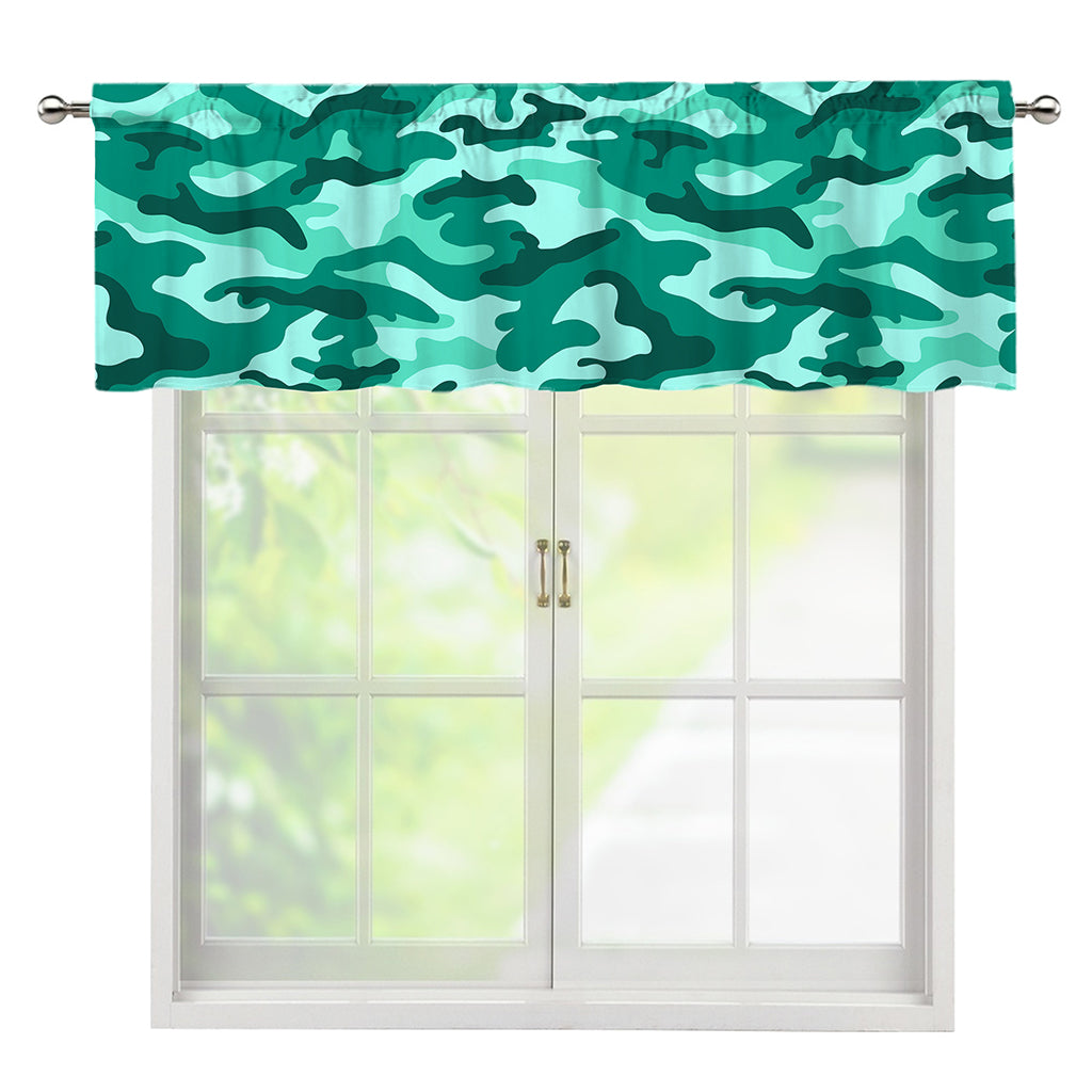 Teal Camouflage Print Window Valance
