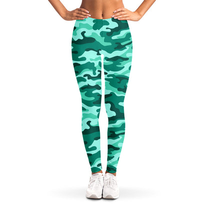 Teal Camouflage Print Women's Leggings