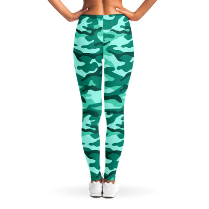 Teal Camouflage Print Women's Leggings