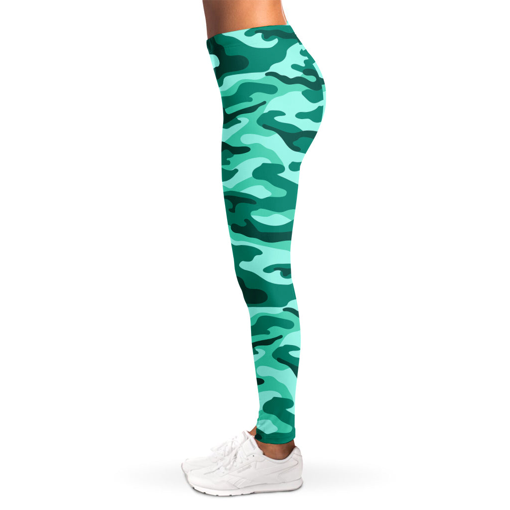 Teal Camouflage Print Women's Leggings