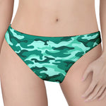 Teal Camouflage Print Women's Thong