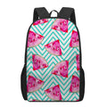 Teal Chevron Watermelon Pattern Print 17 Inch Backpack