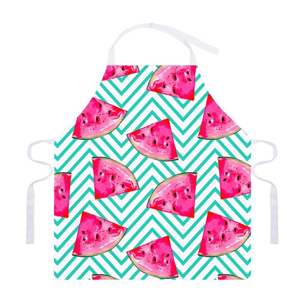 Teal Chevron Watermelon Pattern Print Adjustable Apron