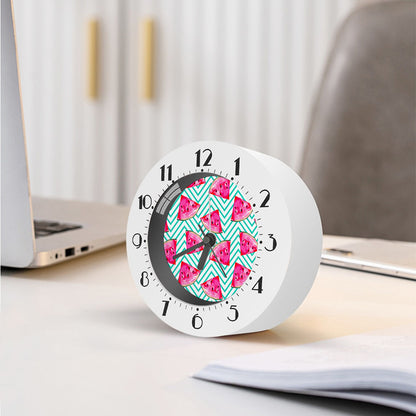 Teal Chevron Watermelon Pattern Print Alarm Clock