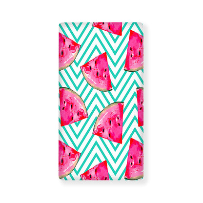 Teal Chevron Watermelon Pattern Print Baby Crib Sheet