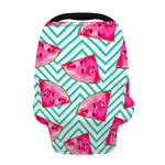 Teal Chevron Watermelon Pattern Print Baby Seat Cover